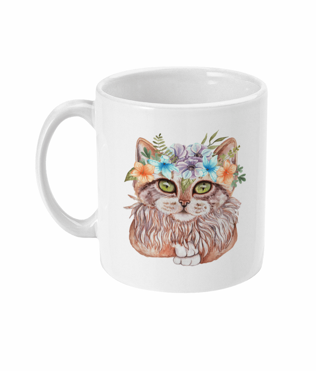  Cat and Floral Head Dress Coffee Mug by Free Spirit Accessories sold by Free Spirit Accessories