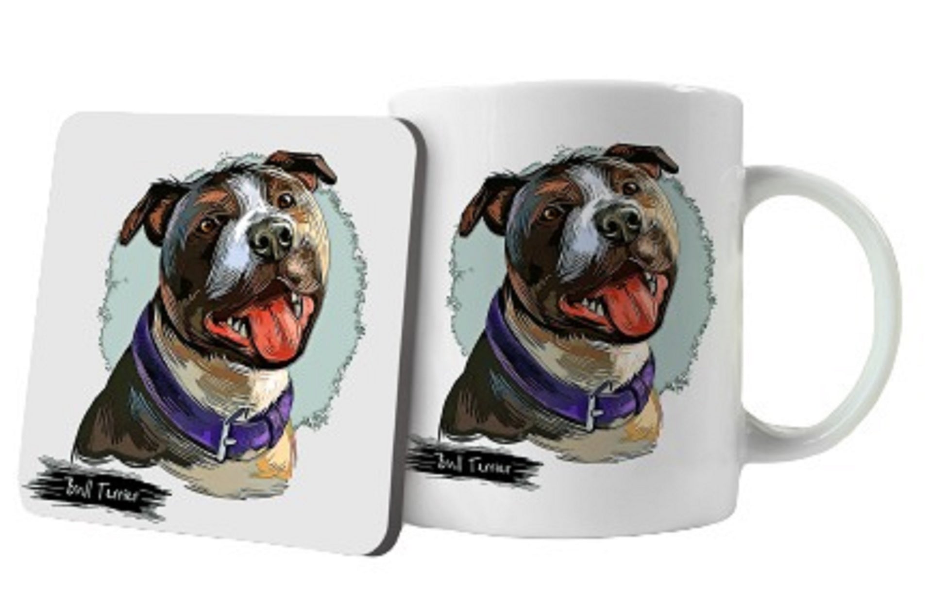 15oz Mug and Coaster Staffy Dog Head Mug and Coaster by Free Spirit Accessories sold by Free Spirit Accessories