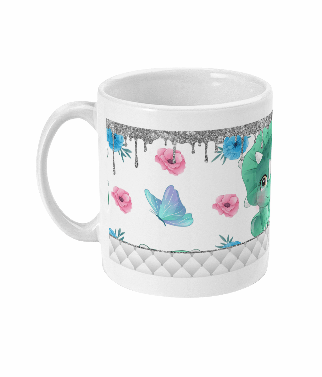  Cute Dinosaur with Flowers and Butterflies Mug by Free Spirit Accessories sold by Free Spirit Accessories