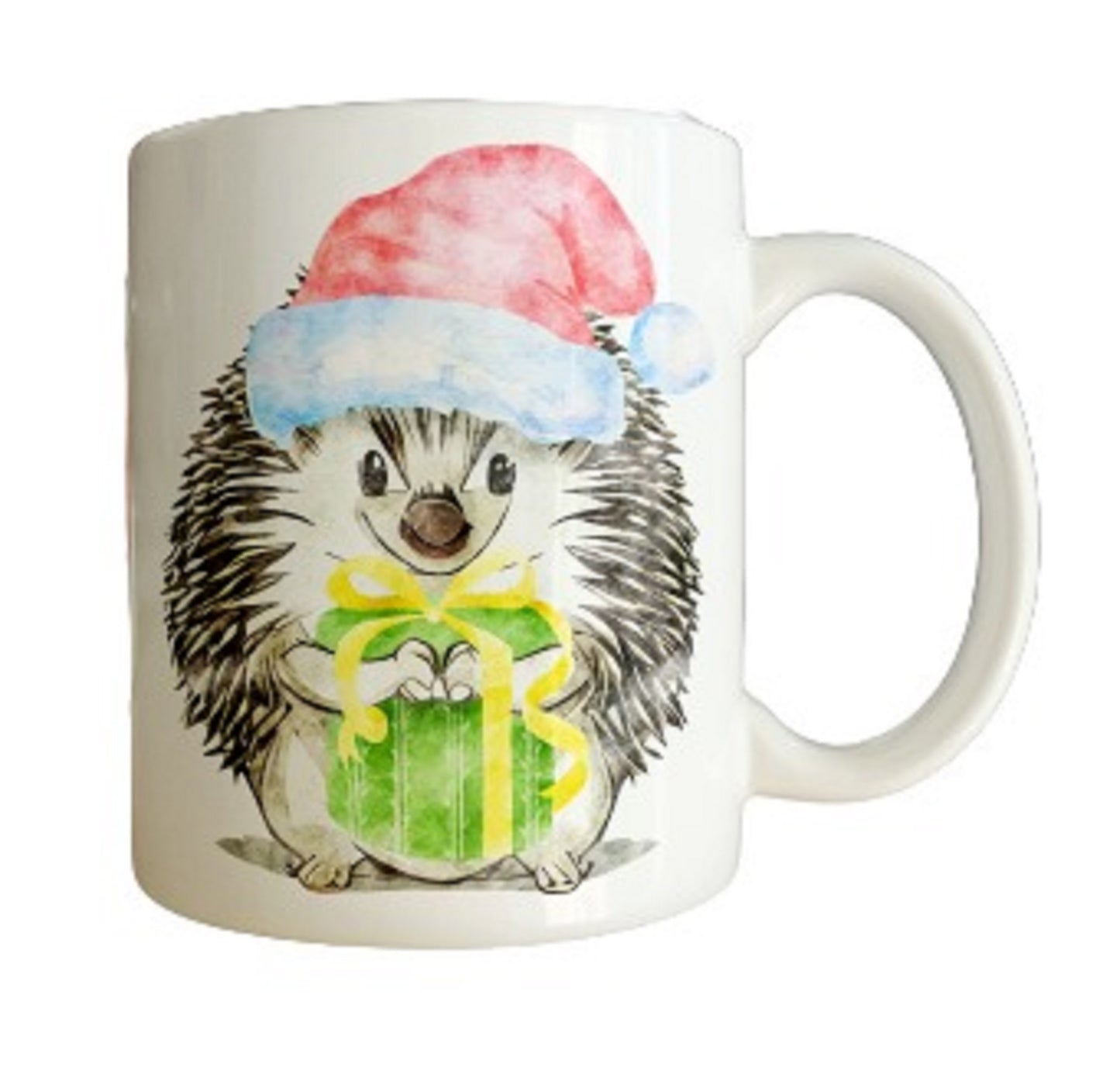  Christmas Hedgehog Holding a Present Mug by Free Spirit Accessories sold by Free Spirit Accessories