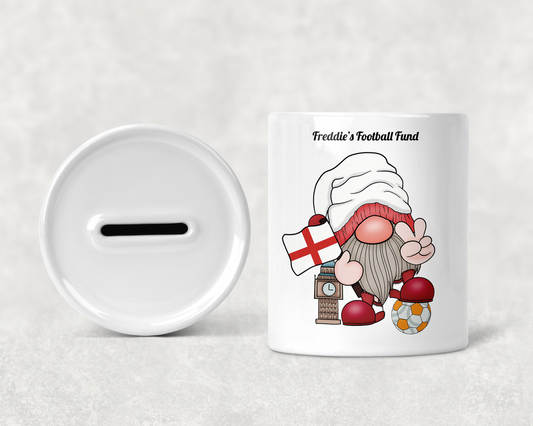  Personalised England Football Gnome Money Box by Free Spirit Accessories sold by Free Spirit Accessories