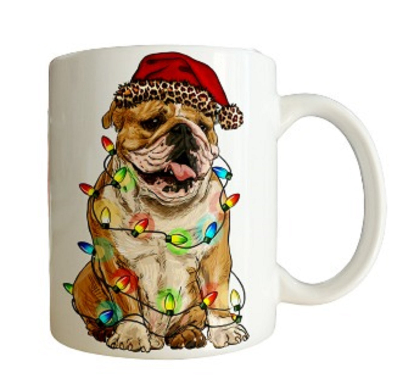  English Bulldog Wrapped in Christmas Lights Mug by Free Spirit Accessories sold by Free Spirit Accessories