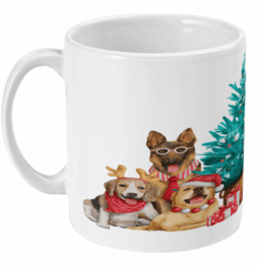  Dogs Around The Christmas Tree Coffee Mug by Free Spirit Accessories sold by Free Spirit Accessories