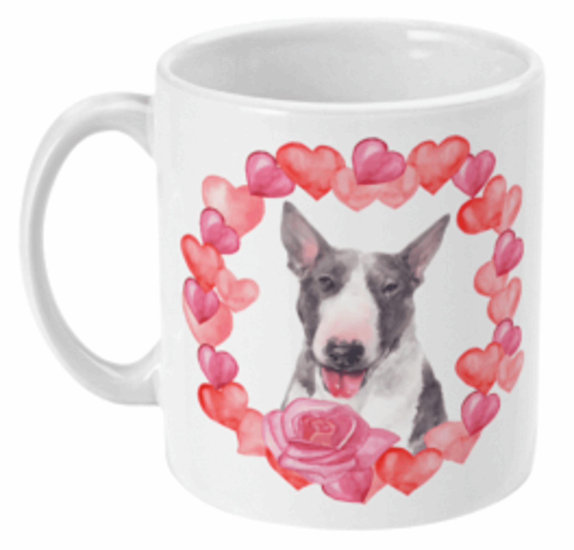  English Bull Terrier in Heart Wreath Mug by Free Spirit Accessories sold by Free Spirit Accessories