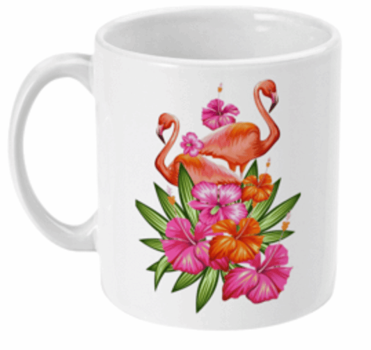  Flamingo's and Hibiscus Coffee Mug by Free Spirit Accessories sold by Free Spirit Accessories