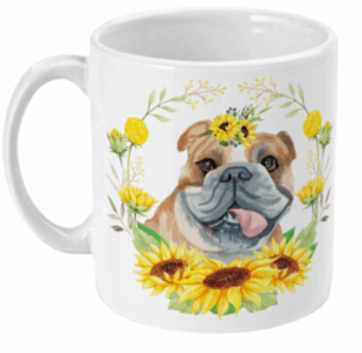  Beautiful Bulldog in Sunflower Wreath Coffee Mug by Free Spirit Accessories sold by Free Spirit Accessories