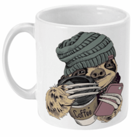  Sloth Holding Coffee and Phone Coffee Mug by Free Spirit Accessories sold by Free Spirit Accessories