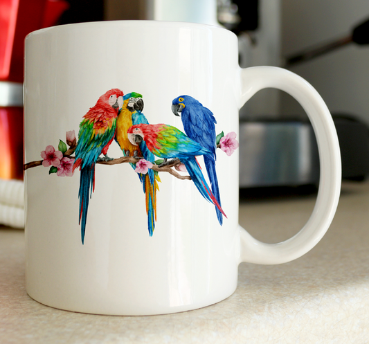  Beautiful Four Parrots Coffee Mug by Free Spirit Accessories sold by Free Spirit Accessories