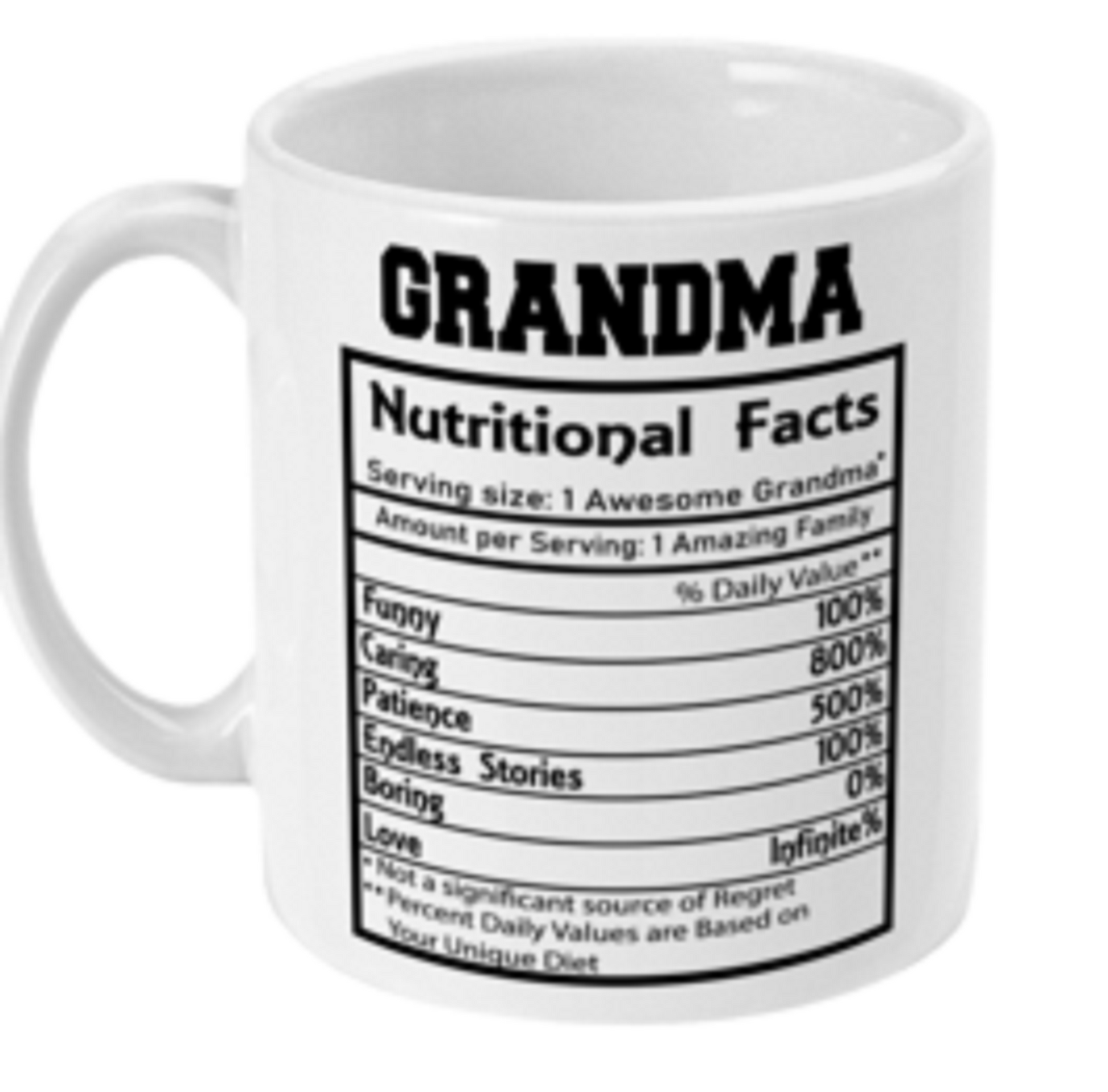  Grandma Nutritional Facts Coffee Mug by Free Spirit Accessories sold by Free Spirit Accessories