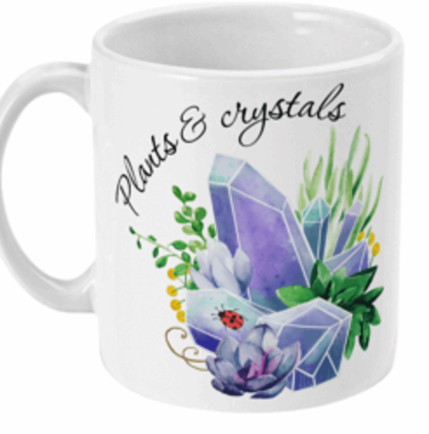  Plants and Crystals Beautiful Watercolour Coffee Mug by Free Spirit Accessories sold by Free Spirit Accessories