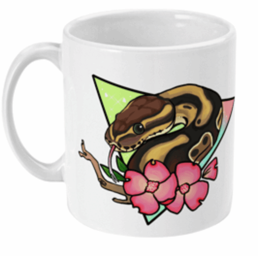  Beautiful Royal Python and Flowers Mug by Free Spirit Accessories sold by Free Spirit Accessories