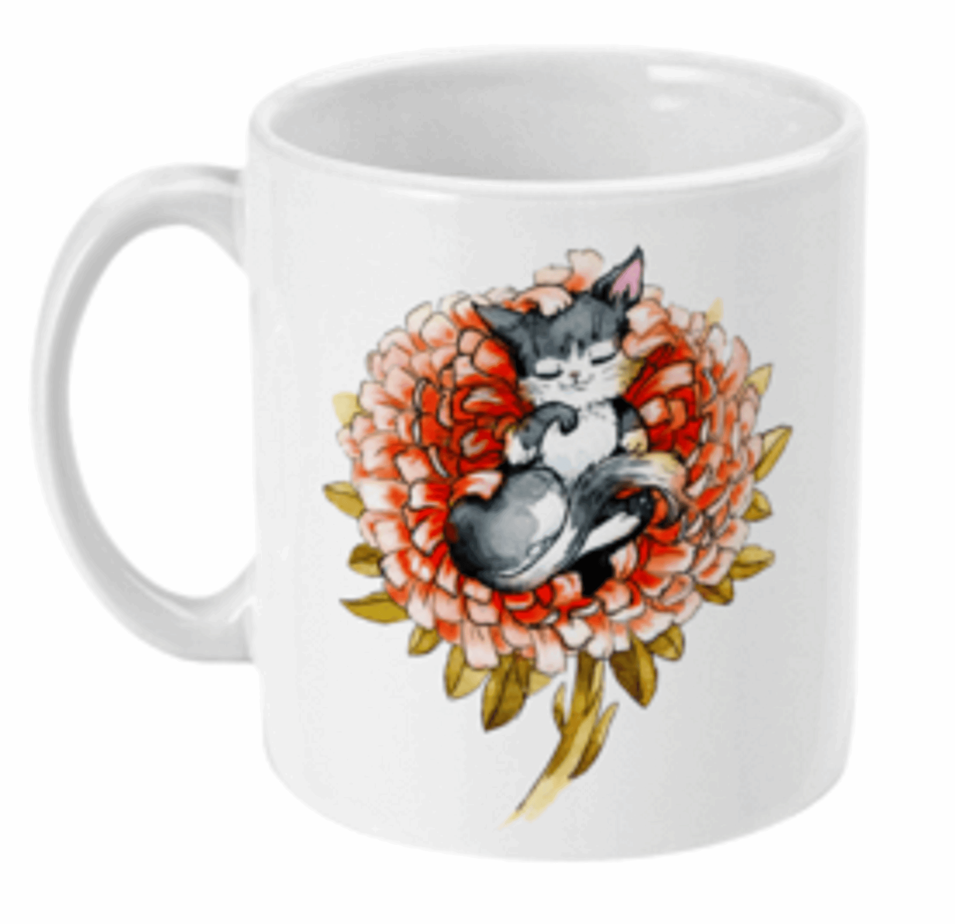  Cat Asleep on Flower Coffee or Tea Mug by Free Spirit Accessories sold by Free Spirit Accessories