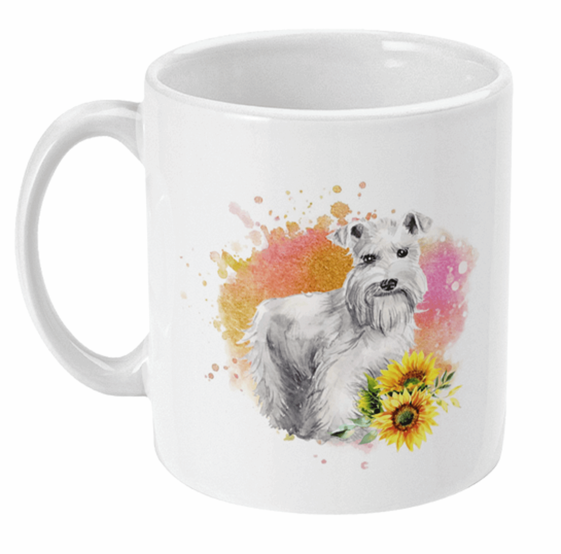  Watercolour Miniature Schnauzer Dog and Flowers Mug by Free Spirit Accessories sold by Free Spirit Accessories