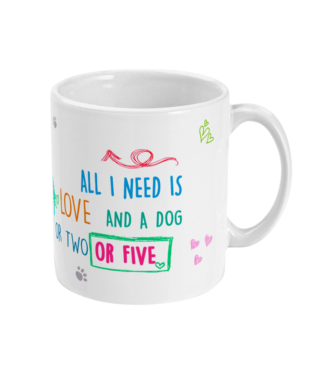  Love and a Dog or Five Mug by Free Spirit Accessories sold by Free Spirit Accessories