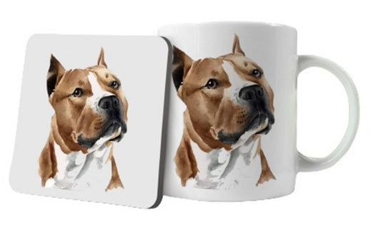  Staffy Dog Head Mug and Coaster by Free Spirit Accessories sold by Free Spirit Accessories