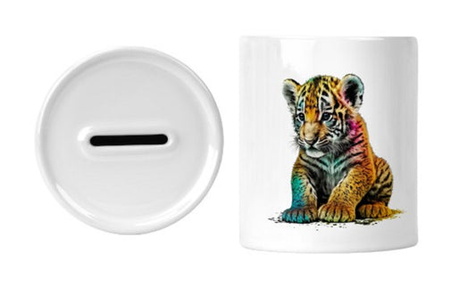  Rainbow Splashed Tiger Cub Money Box by Free Spirit Accessories sold by Free Spirit Accessories